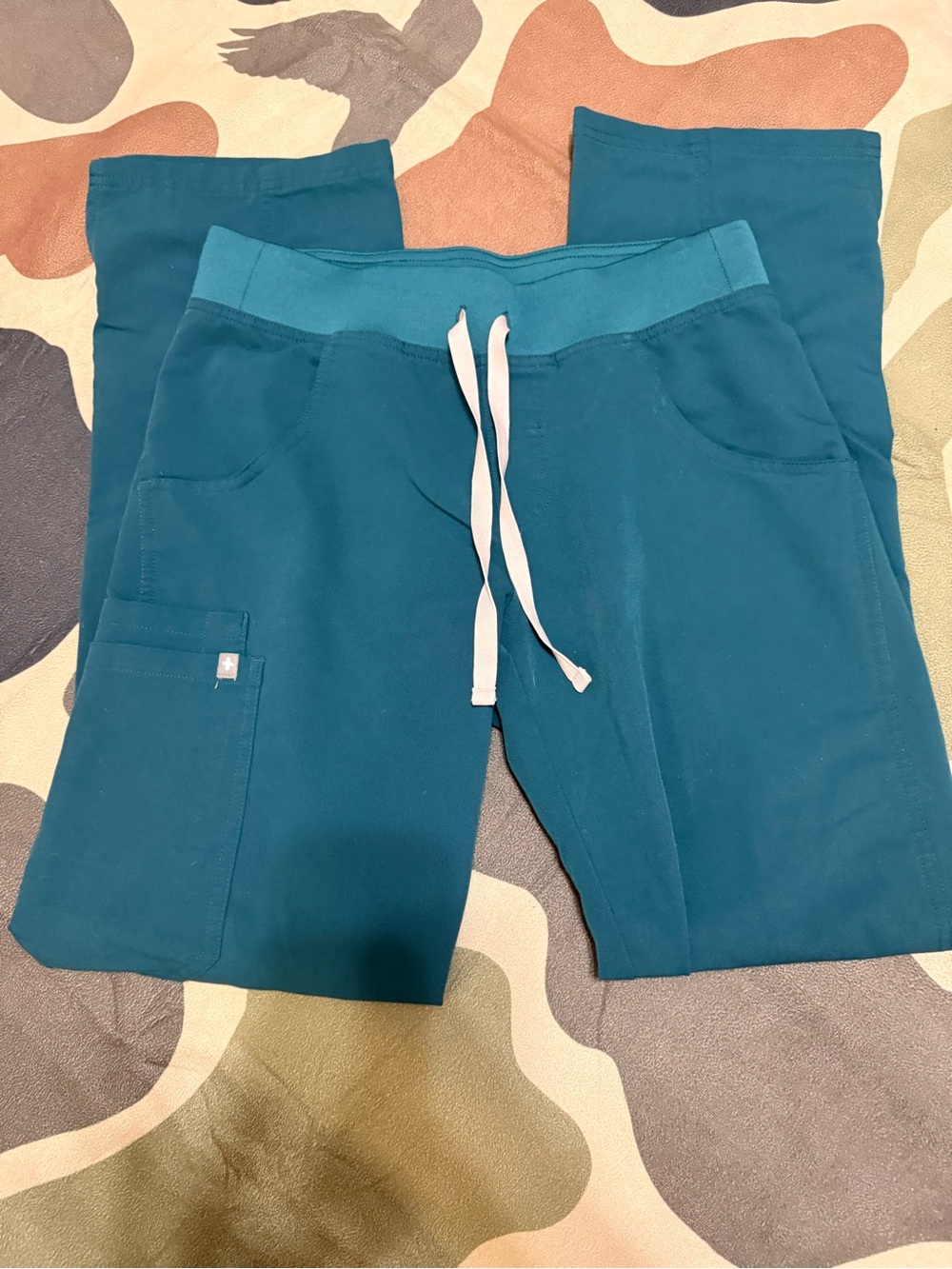Figs Teal Drawstring Cargo Scrubs